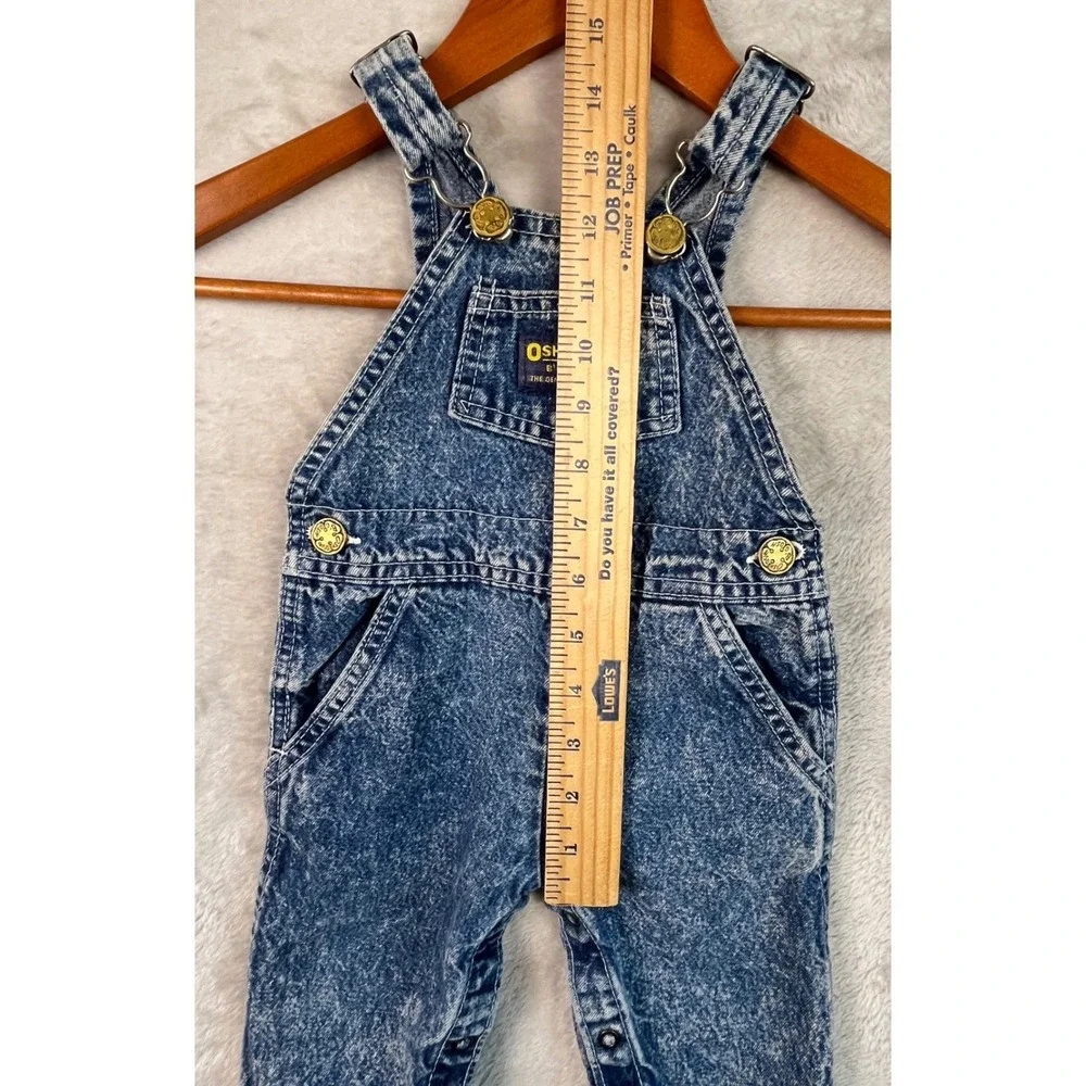 Vintage OshKosh‎ Bgosh Denim Overalls Vestbak Acid Wash 6/9M Cotton 80s 90s Blue